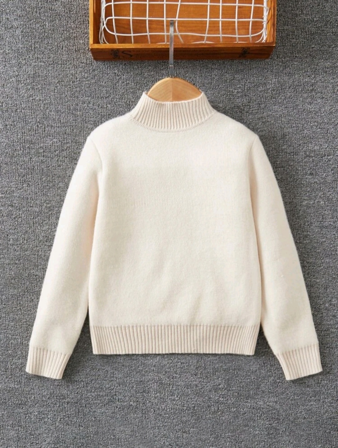 Boys' thermal padded stand-up collar wool sweater